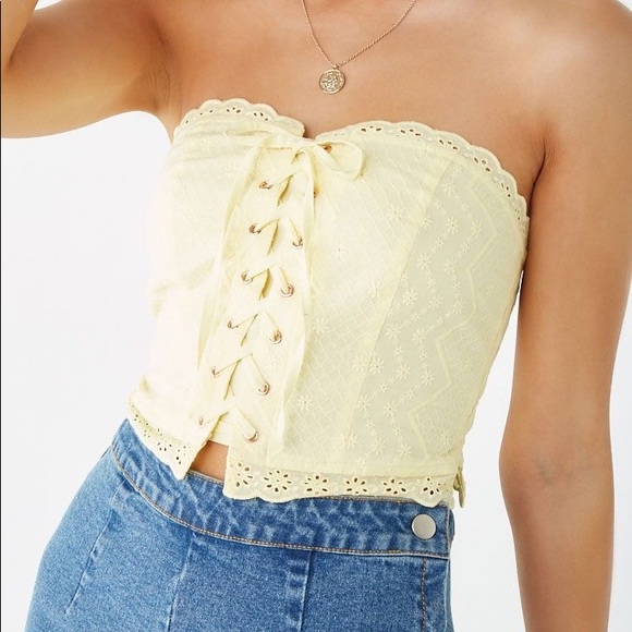 Forever 21 Yellow Lace Tube Top - Picture 1 of 4